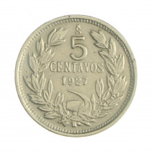 Km#165 5 Centavos  1927 So MBC Chile  América  Cupro-Níquel  16.5(mm) 2(gr)