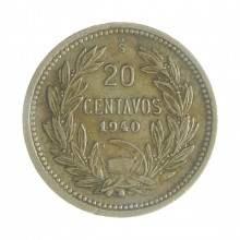 Km#167.3 20 Centavos  1940 So MBC Chile  América  Cupro-Níquel  22.6(mm) 4.5(gr)