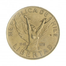 Km#210 10 Pesos 1977 So MBC Chile América Latão com revestimento de níquel 28(mm) 9(gr)