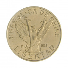 Km#210 10 Pesos  1977 So MBC/SOB Chile  América  Latão com revestimento de níquel  28(mm) 9(gr)