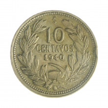 Km#166 10 Centavos  1940 So MBC Chile  América  Cupro-Níquel  19.5(mm) 3(gr)