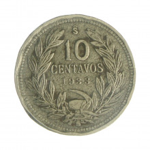 Km#166 10 Centavos  1933 So MBC  Chile  América  Cupro-Níquel  19.5(mm) 3(gr)