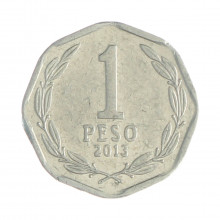 Km#231 1 Peso  2013 So MBC Chile  América  Alumínio 16(mm) 0.7(gr)