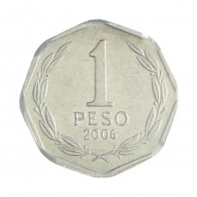 Km#231 1 Peso  2006 So MBC Chile  América  Alumínio 16(mm) 0.7(gr)