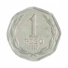 Km#231 1 Peso  1997 So MBC Chile  América  Alumínio 16(mm) 0.7(gr)