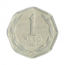 Km#231 1 Peso  1996 So MBC Chile  América  Alumínio 16(mm) 0.7(gr)