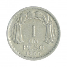 Km#179a 1 Peso  1955 So MBC Chile  América  Alumínio 25(mm) 2(gr)