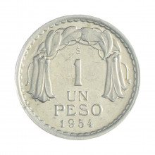 Km#179a 1 Peso  1954 So MBC/SOB Chile  América  Alumínio 25(mm) 2(gr)