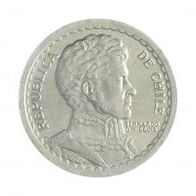 Km#179a 1 Peso  1954 So MBC+ Chile  América  Alumínio 25(mm) 2(gr)