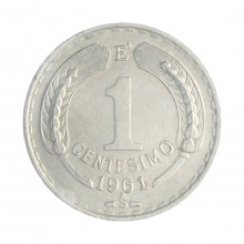 Km#189 1 Centésimo 1961 E MBC+ Chile  América  Alumínio 28(mm) 3(gr)