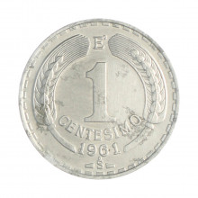 Km#189 1 Centésimo 1961 E MBC  Chile  América  Alumínio 28(mm) 3(gr)