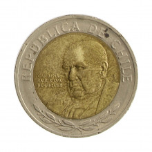 Km#235 500 Pesos  2002 So BC Chile  América  Bimetálico  26(mm) 6.5(gr)