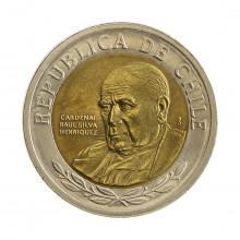 Km#235 500 Pesos  2001 So MBC  Chile  América  Bimetálico  26(mm) 6.5(gr)