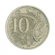 Km#81 10 Cents 1989 MBC Austrália Oceania Cupro-Níquel 23.6(mm) 5.66(gr)
