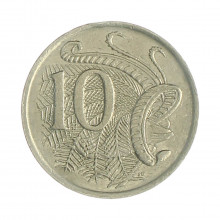 Km#65 10 Cents 1981 MBC Austrália Oceania Cupro-Níquel 23.6(mm) 5.66(gr)
