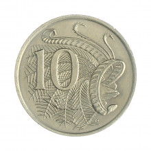 Km#65 10 Cents 1981 MBC Austrália Oceania Cupro-Níquel 23.6(mm) 5.66(gr)