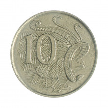 Km#65 10 Cents 1980 MBC Austrália Oceania Cupro-Níquel 23.6(mm) 5.66(gr)