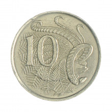 Km#65 10 Cents 1976 MBC Austrália Oceania Cupro-Níquel 23.6(mm) 5.66(gr)