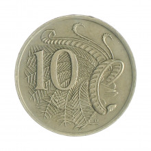 Km#65 10 Cents 1975 MBC Austrália Oceania Cupro-Níquel 23.6(mm) 5.66(gr)
