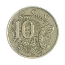 Km#65 10 Cents 1970 MBC Austrália Oceania Cupro-Níquel 23.6(mm) 5.66(gr)