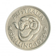 Km#53 1 Shilling 1954 MBC+ Austrália Oceania Prata 0.5 5.65(mm) 23.5(gr)