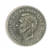 Km#37 3 Pence 1941 MBC Austrália Oceania Prata 0.925 16(mm) 1.41(gr)