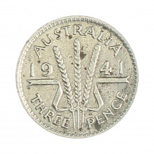 Km#37 3 Pence 1941 MBC Austrália Oceania Prata 0.925 16(mm) 1.41(gr)