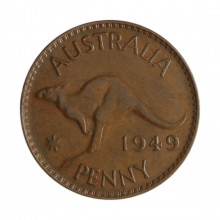 Km#43 1 Penny 1949 MBC+ Austrália Oceania Bronze 30.8(mm) 9.45(gr)