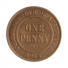 Km#23 1 Penny 1913 MBC+ Austrália Oceania Bronze   30.8(mm) 9.45(gr)