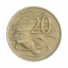 Km#66 20 Cents 1974 MBC Austrália Oceania Cupro-Níquel 28.52(mm) 11.31(gr)