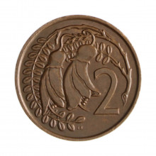 Km#32.1 2 Cents 1975 MBC Nova Zelândia Oceania Bronze 21.1(mm) 4.15(gr)
