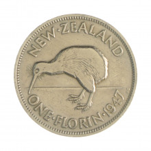 Km#10.2a 1 Florin 1947 MBC Nova Zelândia Oceania Cupro-Níquel 28.5(mm) 11.31(gr)