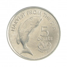 Km#77 5 Cents 1995 SOB/FC FIJI Oceania 50º Aniversário da FAO Aço com revestimento de níquel   19.41(mm) 2.34(gr)