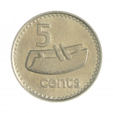 Km#29 5 Cents 1982 SOB FIJI Oceania Cupro-Níquel   19.41(mm) 2.83(gr)