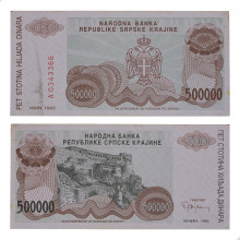 P#R23 500 000 Dinara 1993 SOB Croácia Europa C/Manchas
