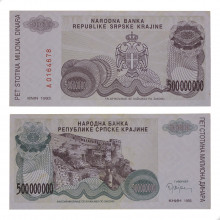 P#R26 500 000 000 Dinara 1993 SOB/FE Croácia Europa