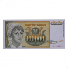 P#118 100 000 Dinara 1993 FE Iugoslávia Europa