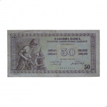 P#64 50 Dinara 1946 MBC Iugoslávia Europa Escassa
