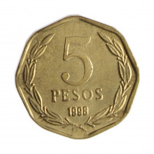 Km#232 5 Pesos 1998 SO MBC+ Chile  América  Cobre-alumínio-níquel 15.5(mm) 2.2(gr)