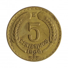 Km#190 5 Centésimos 1966 SO MBC Chile  América  Bronze alumínio 23(mm) 4(gr)