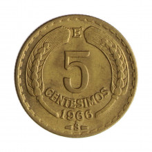 Km#190 5 Centésimos 1966 SO MBC+ Chile  América  Bronze alumínio 23(mm) 4(gr)