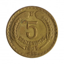 Km#190 5 Centésimos 1965 SO MBC Chile  América  Bronze alumínio 23(mm) 4(gr)
