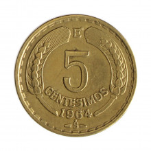 Km#190 5 Centésimos 1964 SO MBC Chile  América  Bronze alumínio 23(mm) 4(gr)