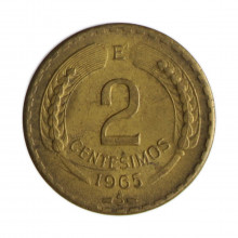Km#193 2 Centésimos 1965 SO MBC Chile América Bronze alumínio 20(mm) 3(gr)