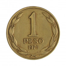 Km#208a 1 Peso 1979 SO MBC Chile América Bronze alumínio 24(mm) 5(gr)