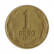 Km#208a 1 Peso  1979 SO MBC+ Chile  América  Bronze alumínio 24(mm) 5(gr)