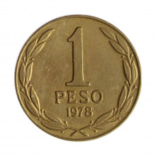 Km#208a 1 Peso  1978 SO MBC+ Chile  América  Bronze alumínio 24(mm) 5(gr)