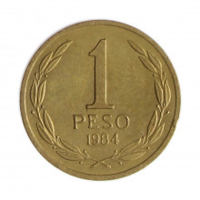 Km#216.1 1 Peso  1984 SO MBC+ Chile  América  Bronze alumínio 17(mm) 2(gr)