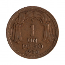 Km#179 1 Peso  1950 SO MBC  Chile  América  Cobre 25(mm) 7.5(gr)