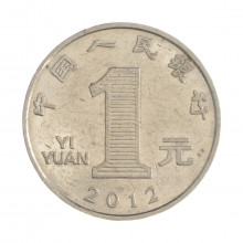 Km#1212 1 Yuan 2012 MBC China Ásia Aço com revestimento de níquel   25(mm) 6.1(gr)